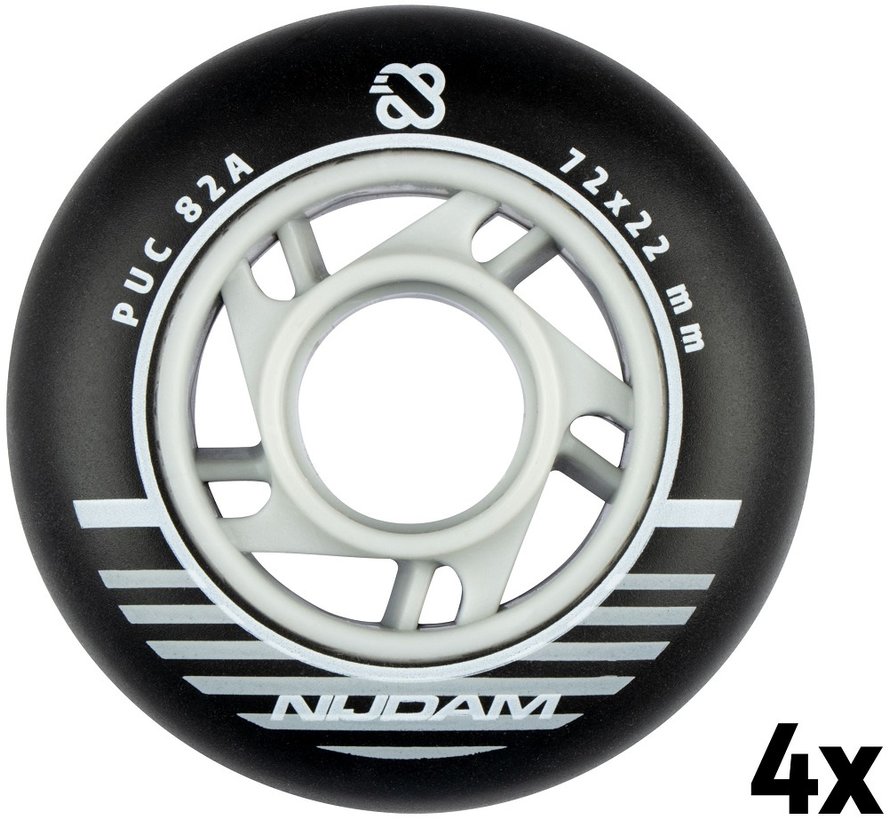 Set 4 Ruote Per Pattini In Linea 72 x 22 mm Nere