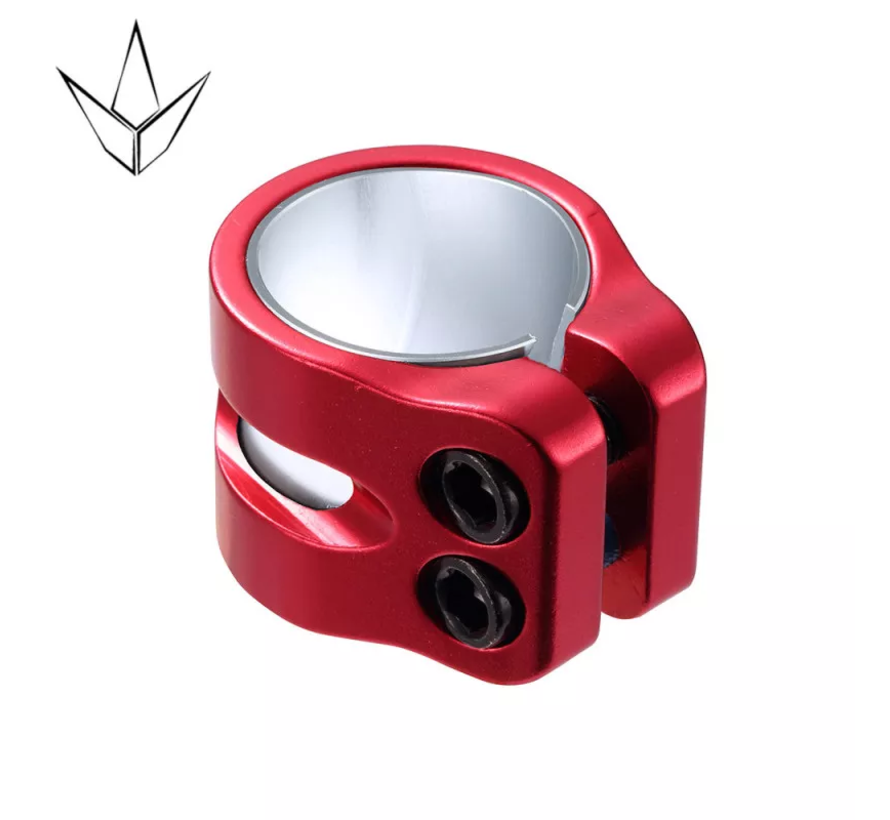 Zacisk tępy 2-śrubowy z podwójną szczeliną, czerwony