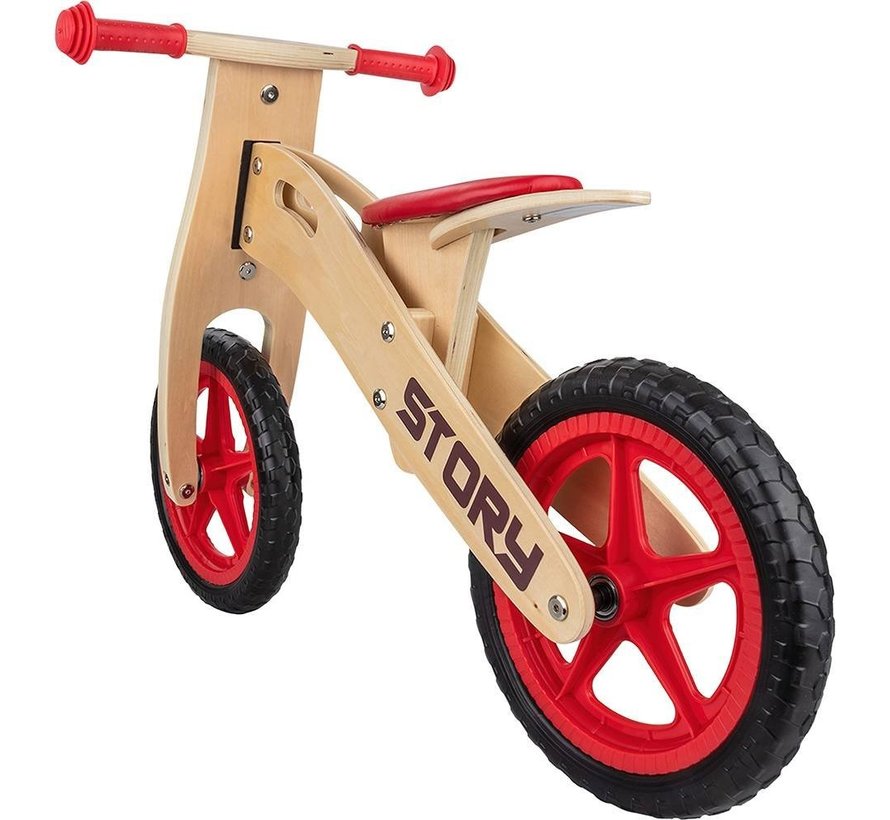 Story Woody Wooden Balance Bike, bicicleta sin pedales de altura regulable