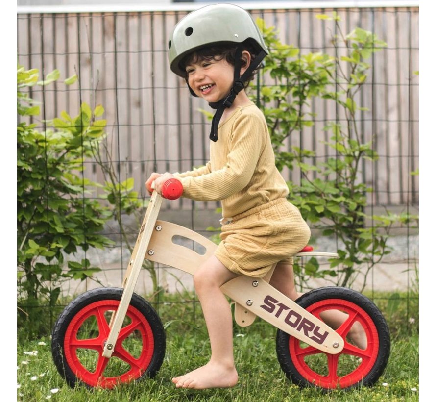 Story Woody Wooden Balance Bike, height-adjustable balance bike