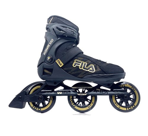 Fila  Fila Crossfit 100 tripatines negro oro con botas blandas y ruedas de 100mm