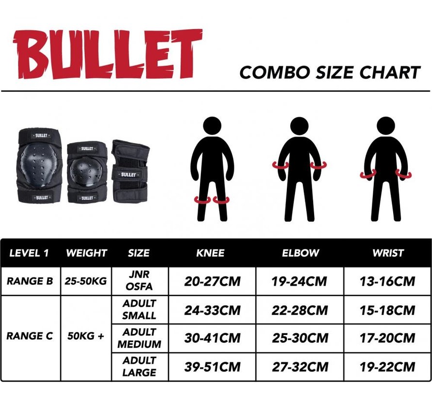 Bullet set de protecciones para patines para adultos de 3 piezas