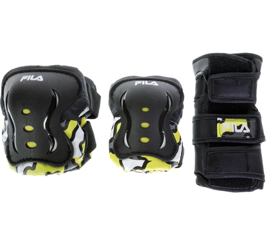 Fila 3-piece protective set for kids Black Yellow