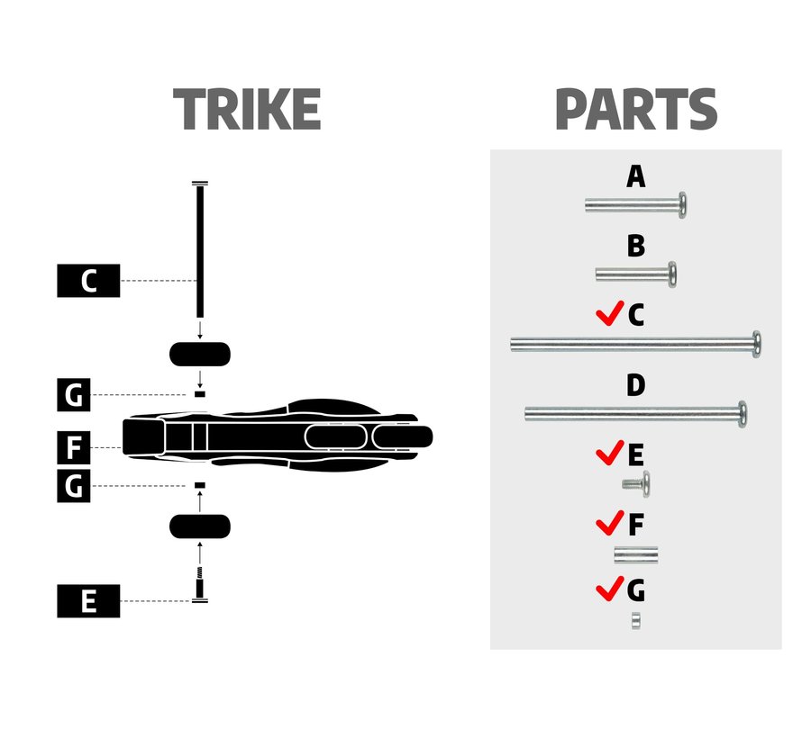 Juego de ejes Nijdam para patines en línea 3 en 1 N22AA**