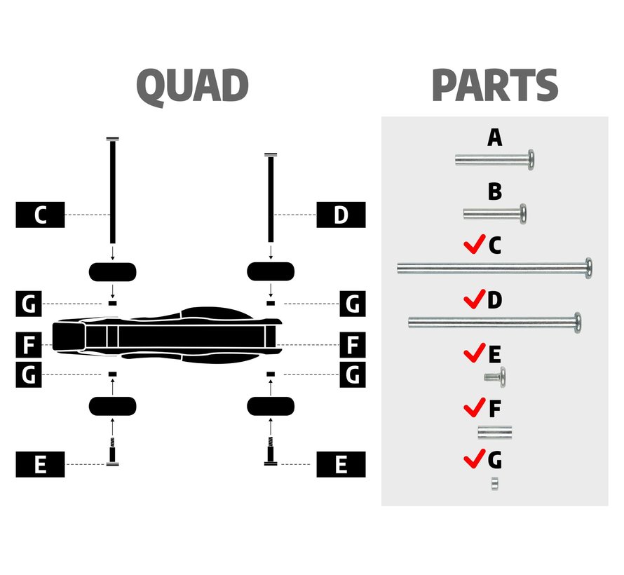 Nijdam axle set for N22AA** 3-in-1 inline skates