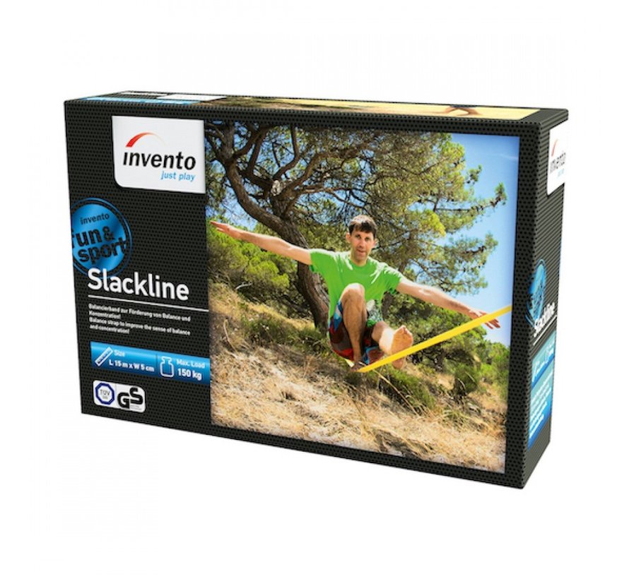 HQ Slackline 15m Geel met toebehoren