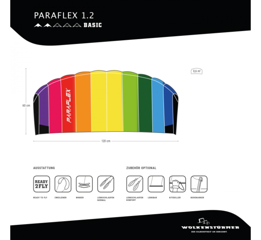 Matelas cerf-volant Paraflex Basic 1.2 Rainbow