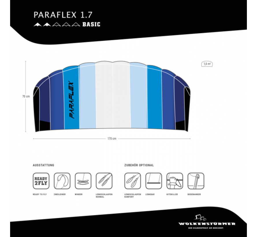 Matelas cerf-volant Paraflex Basic 1.7 Bleu