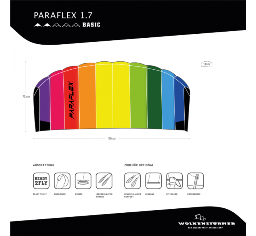 Materac latawiec Paraflex Basic 1.7 Rainbow