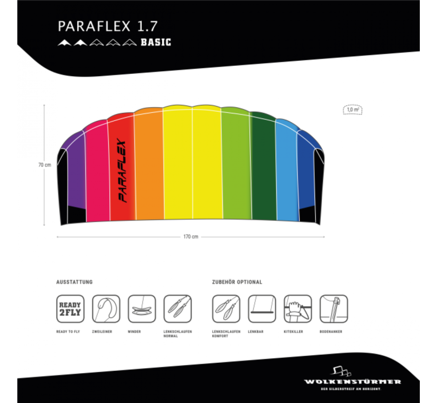 Mattress kite Paraflex Basic 1.7 Rainbow