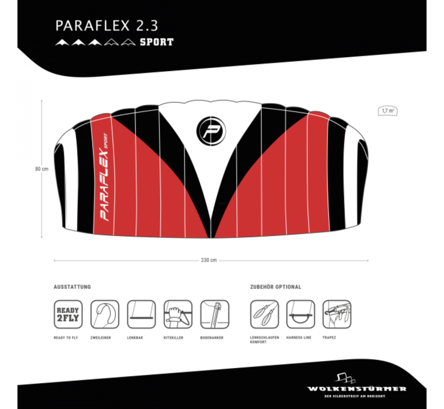 Materac latawiec Paraflex Sport 2.3 Czerwony