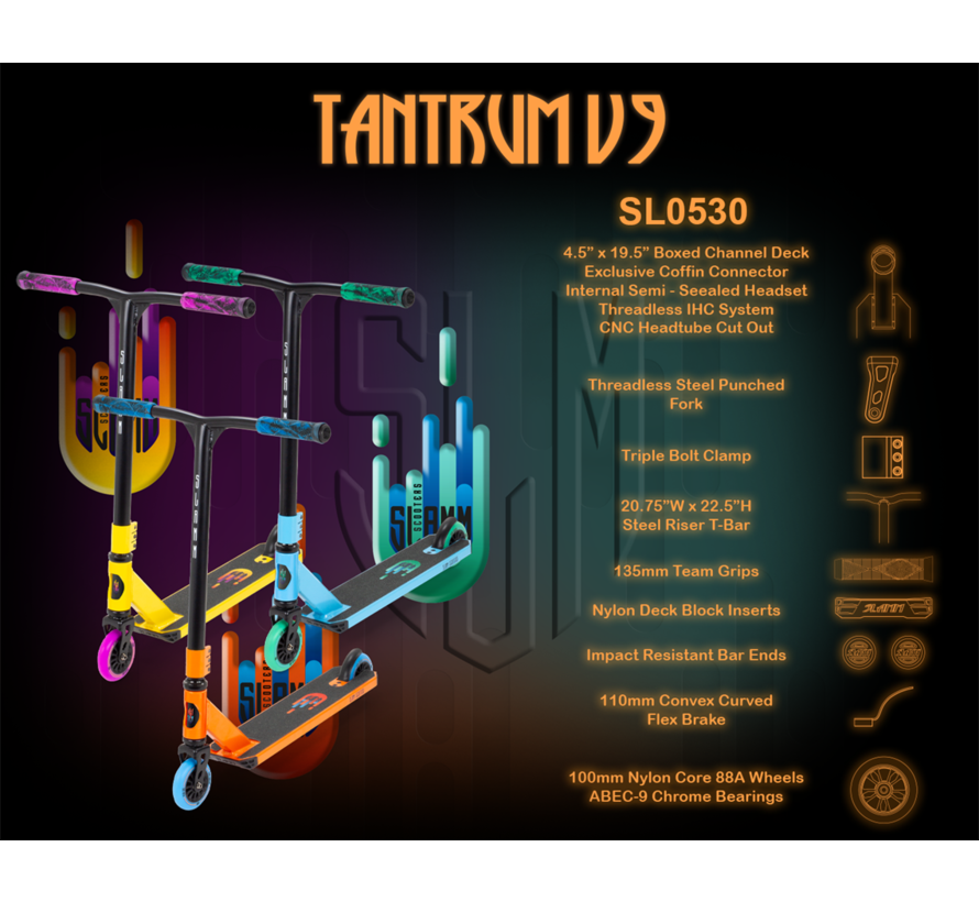 Slamm Tantrum V9  Black/Purple Stuntstep