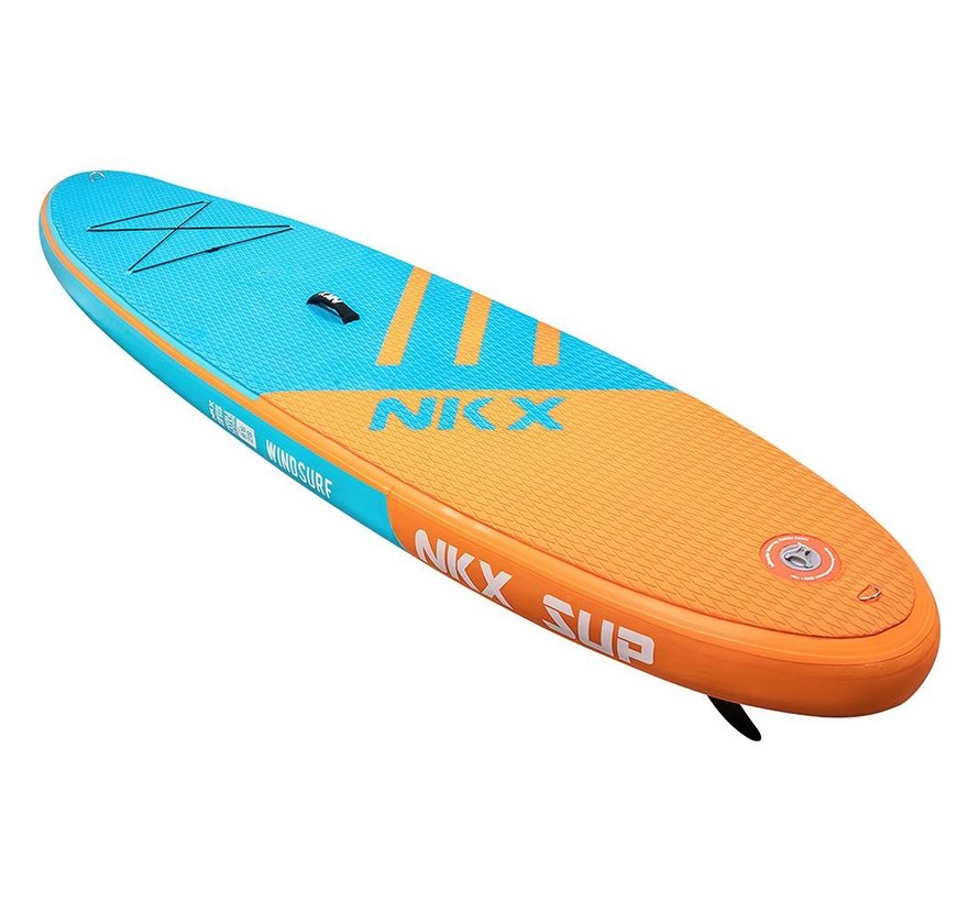 NKX Windsurfing 9 stóp. 6-calowy nadmuchiwany SUP niebiesko-pomarańczowy