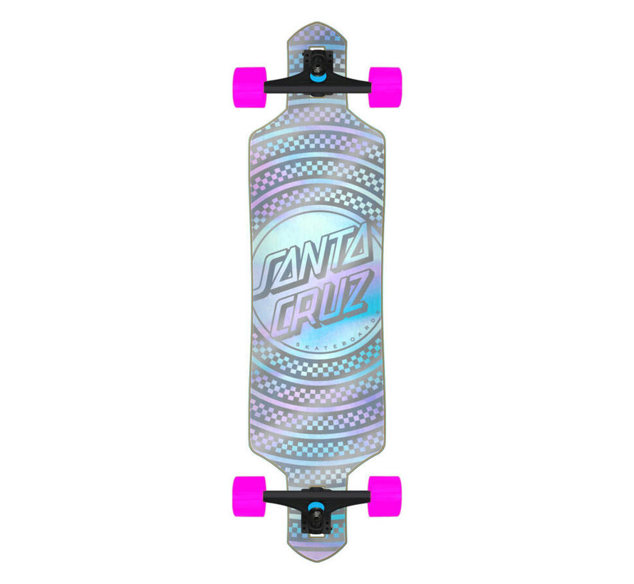 Prismatic dot drop-through longboard 36 inches gray with pink