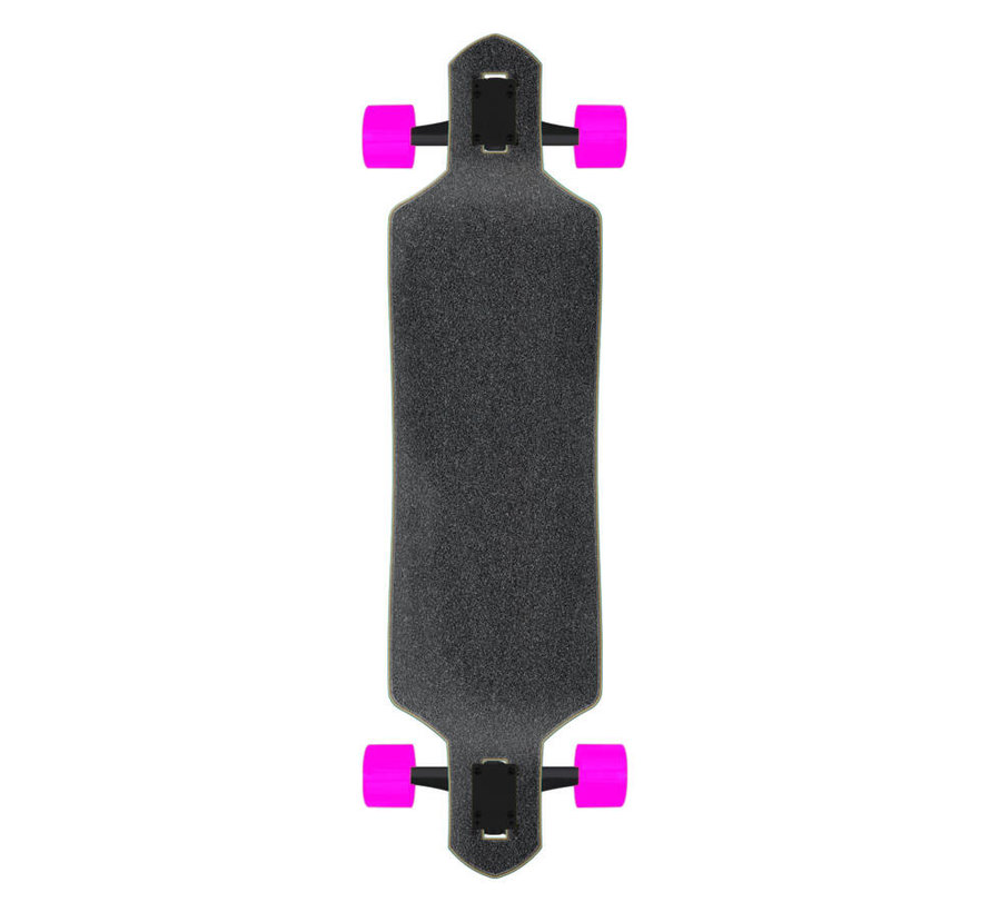 Prismatic dot drop-through longboard 36 inches gray with pink