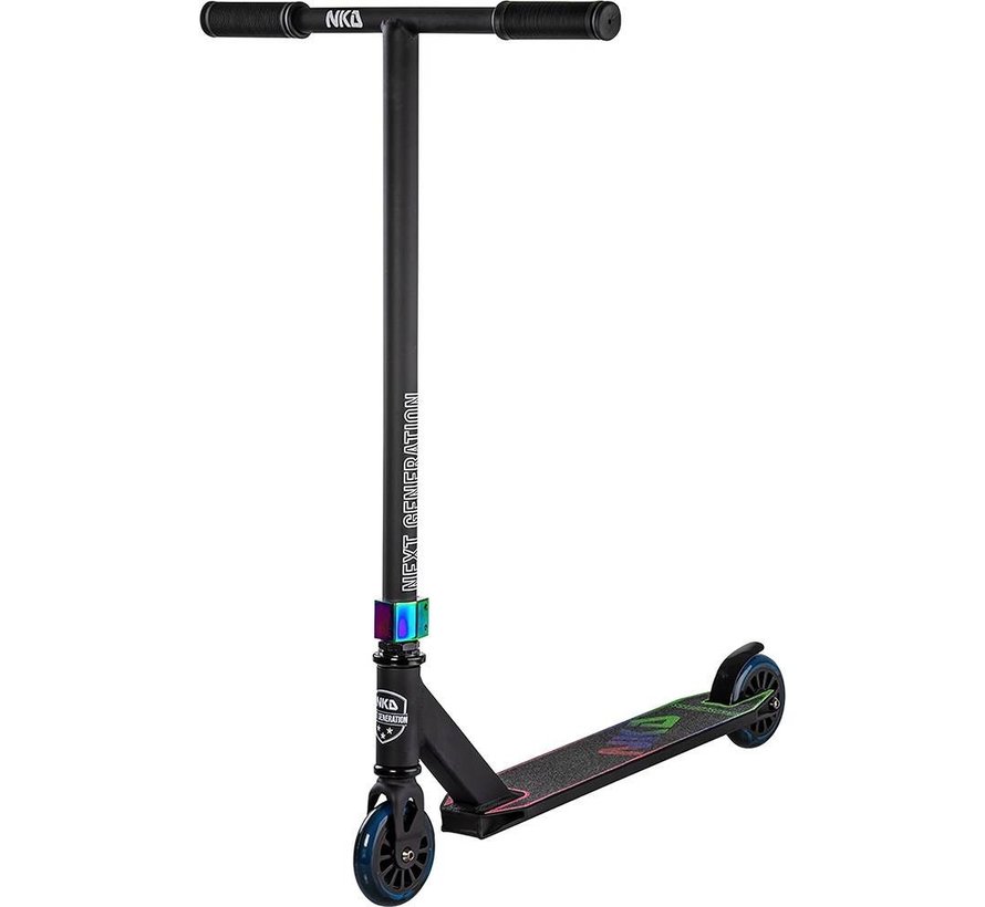 NKD stunt scooter Next Generation Black/Rainbow with T-bar