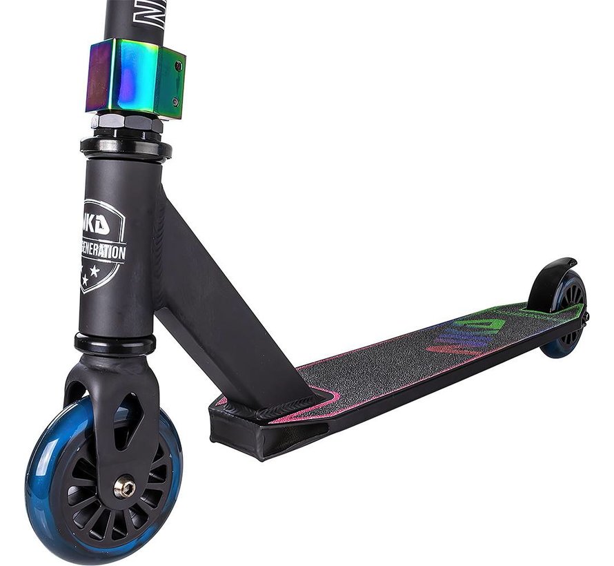 Monopattino acrobatico NKD Next Generation nero/arcobaleno con barra a T