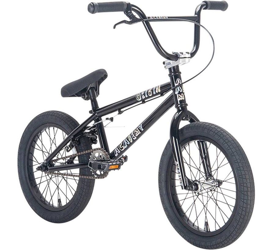 Bicicleta BMX estilo libre Academy Origin 16" 2022 (negra/pulida)