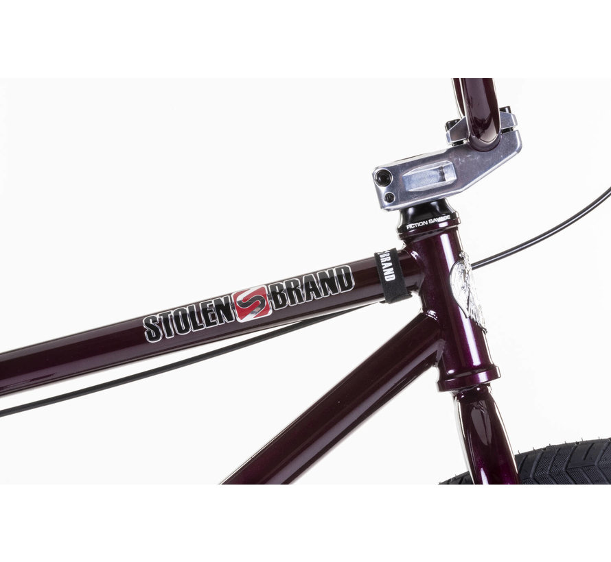 Bicicleta de paseo/con ruedas Stolen Zeke de 26 pulgadas, 22,3 pulgadas, color morado oscuro/plata, cuadro 100 % cromoly, rodamientos sellados y llantas de doble pared.