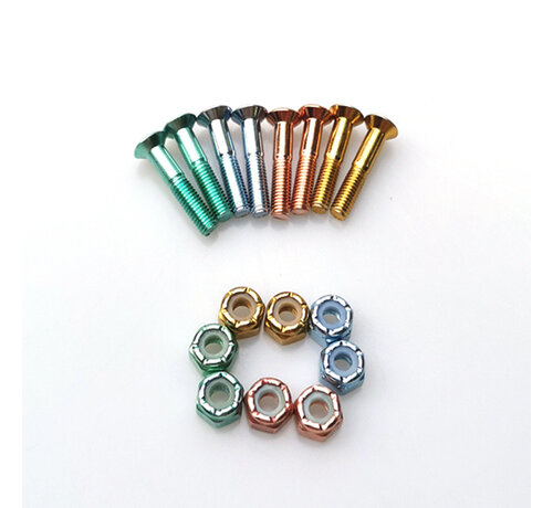 Steez  STEEZ FLATHEAD MULTI-COLOR ANODIZED 1" NUTS AND BOLTS