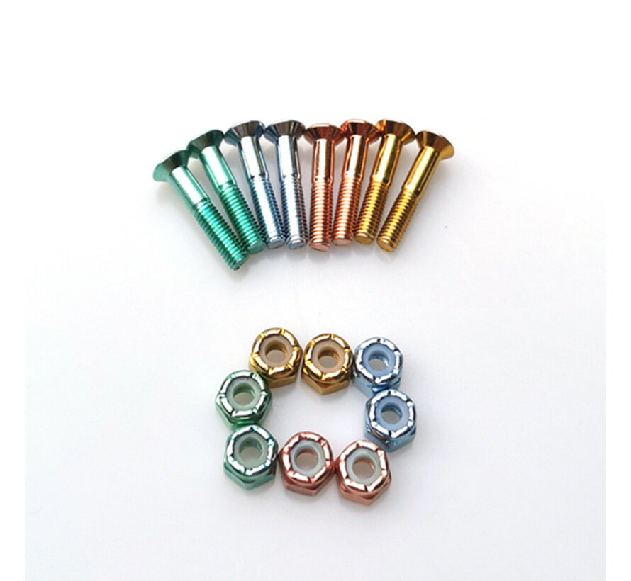 STEEZ FLATHEAD MULTI-COLOR ANODIZED 1" NUTS AND BOLTS