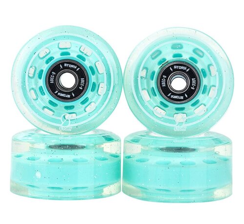 Story  Ruedas para patines Story Quad Side by Side, color menta, 58 mm
