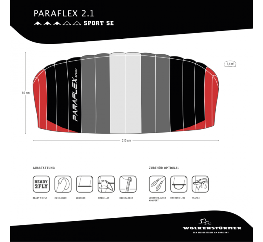 Matelas cerf-volant Paraflex 2.1 SE Gris Rouge