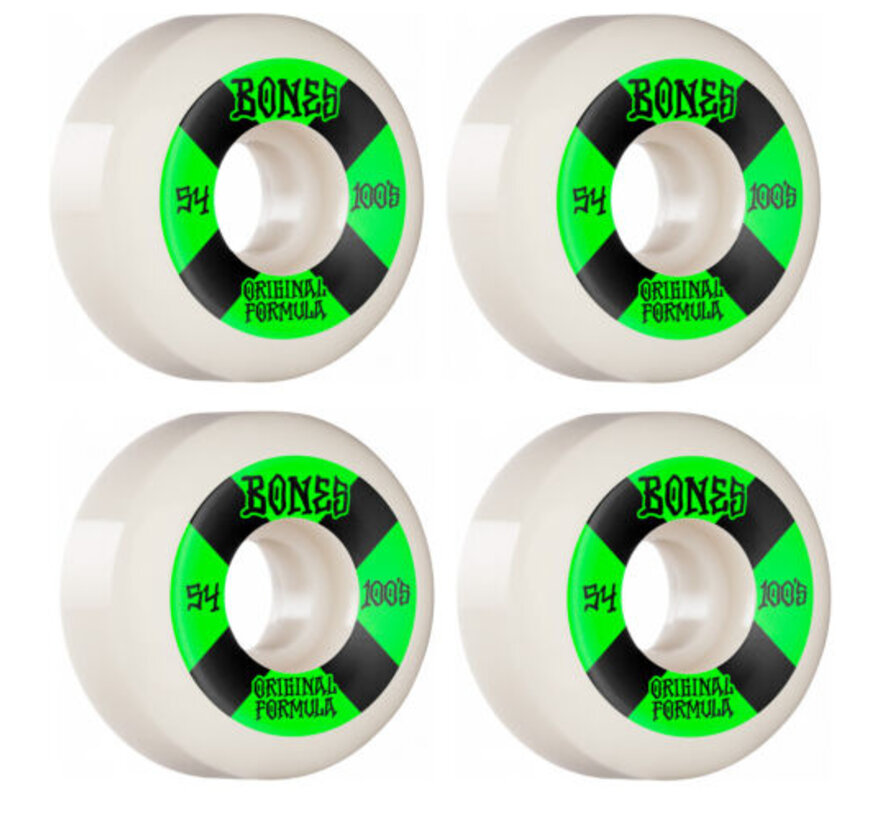 Bones Wheels 100's Blanc-Vert V5 Sidecut 54mm