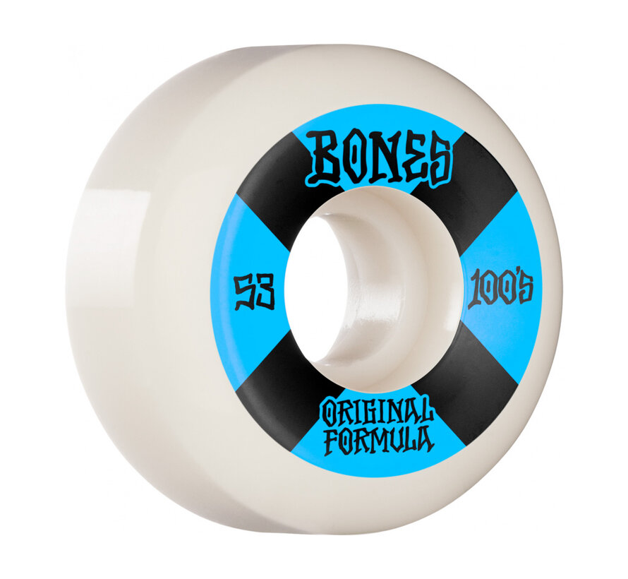 Ruote Bones 100's Bianco-Blu V5 Sciancratura 53mm