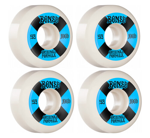 Bones  Ruote Bones 100's Bianco-Blu V5 Sciancratura 53mm