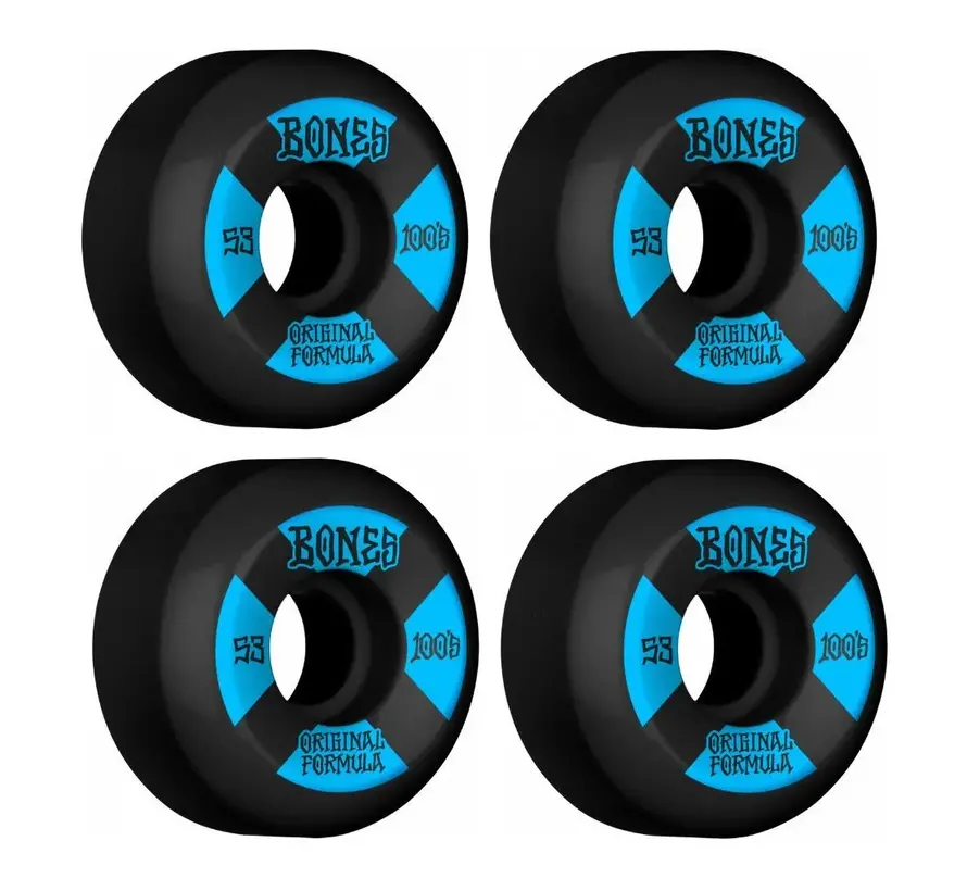 Bones Wheels 100's Black-Blue V5 Sidecut 53mm