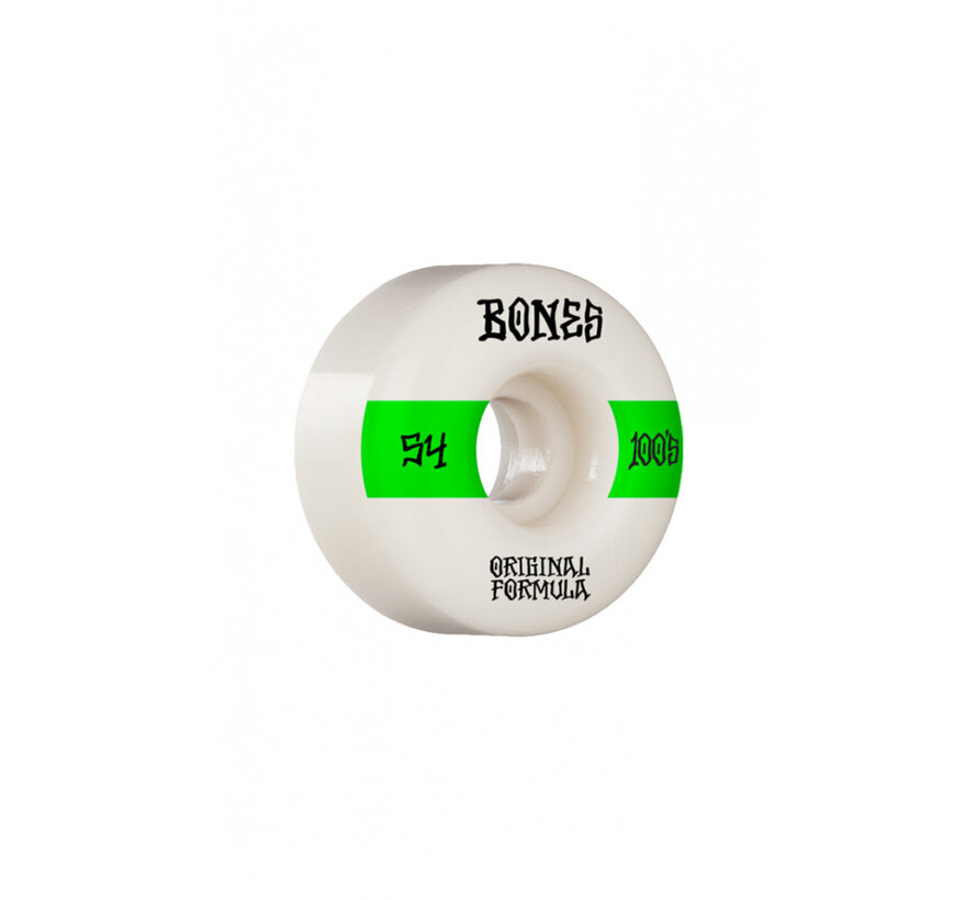 Bones Wheels 100's Blanco-Verde V5 ANCHO 54mm