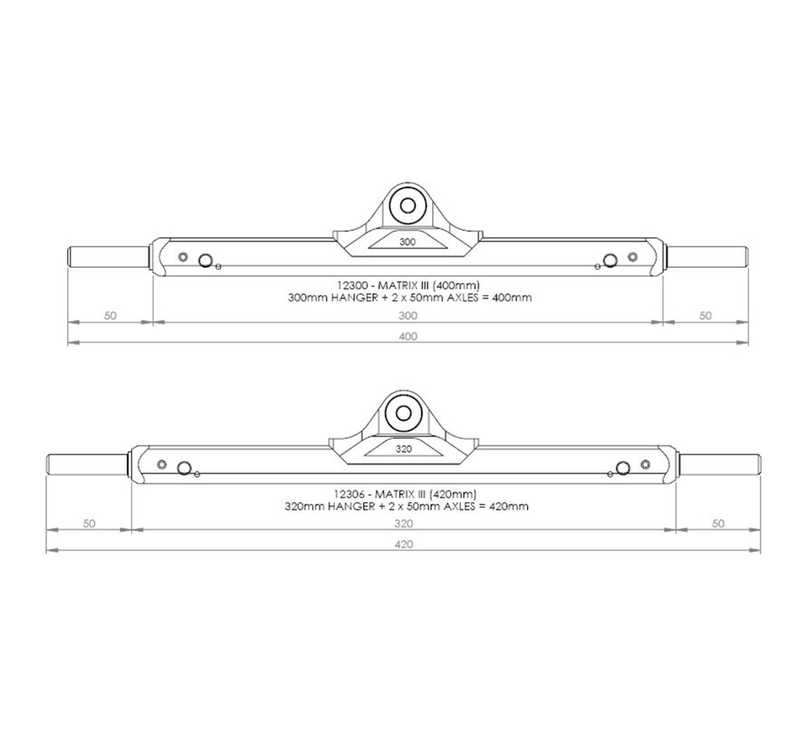 MBS Mountainboard Truck Matrix III Mattschwarz 400mm