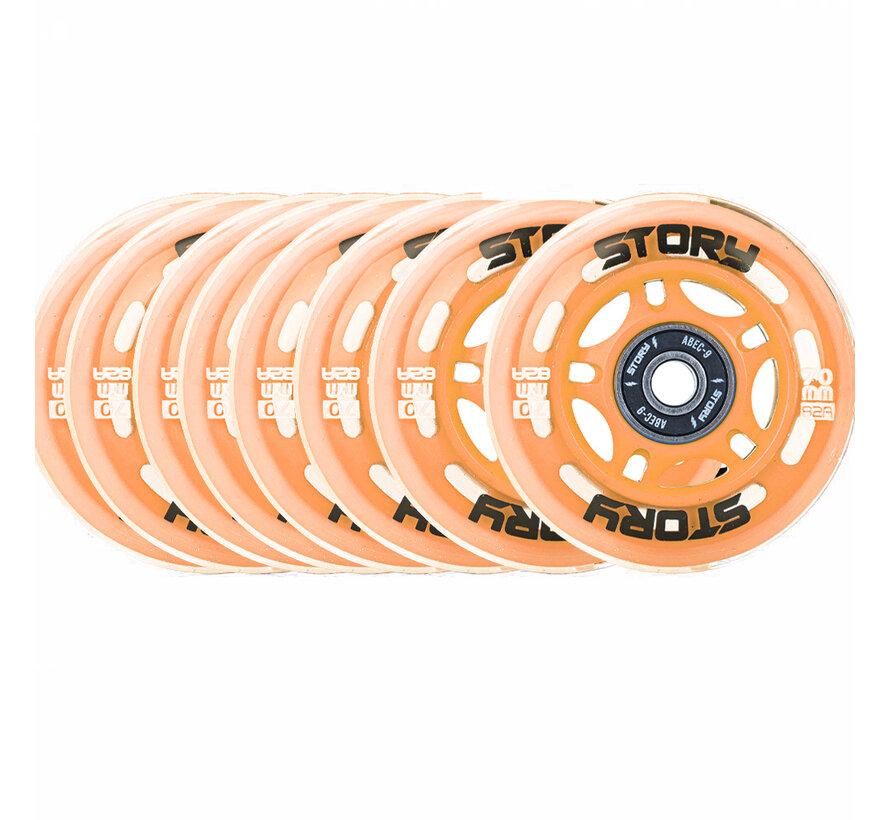 Jeu de roues de patins à roues alignées Story (8 pièces !) Fusion Orange