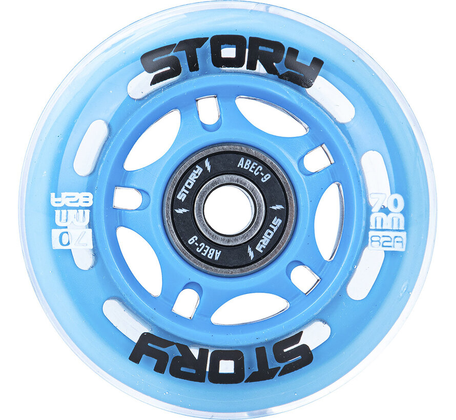 Jeu de roues de patins à roues alignées Story 76 mm (8 pièces !) Fusion Blue