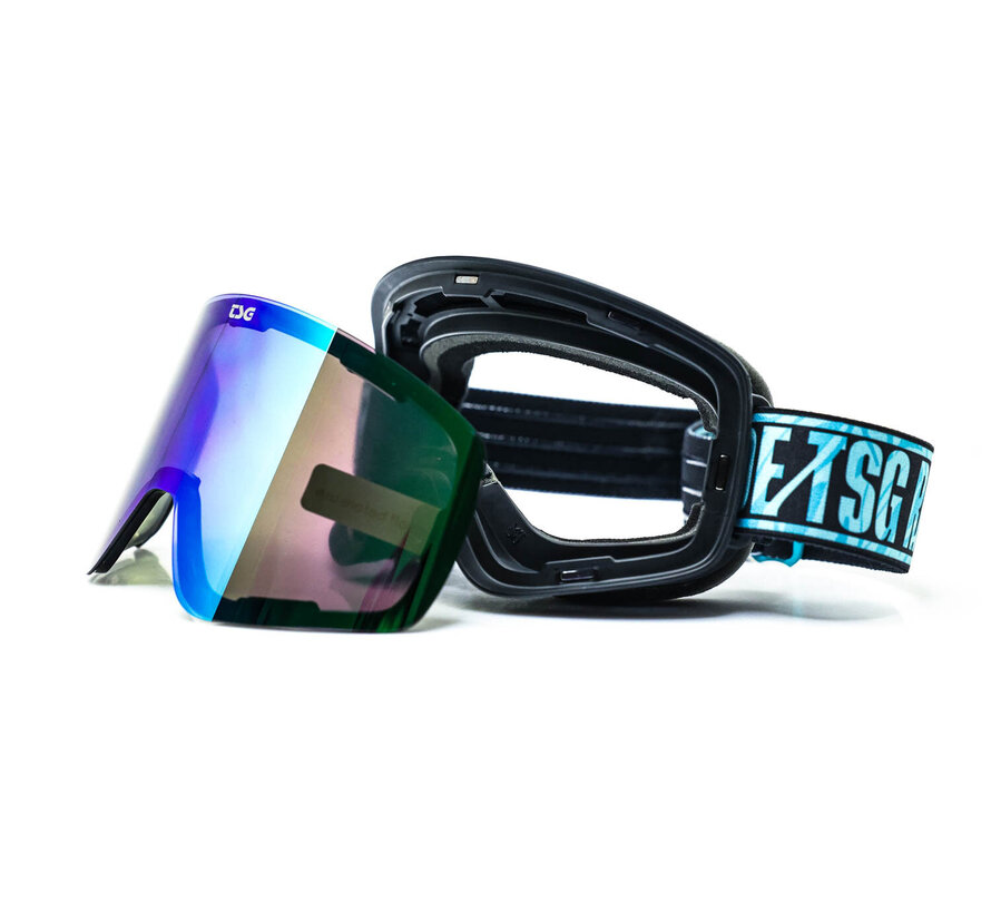 Lunettes de neige TSG Goggle Four Blue-Jungle avec lentille jaune en prime