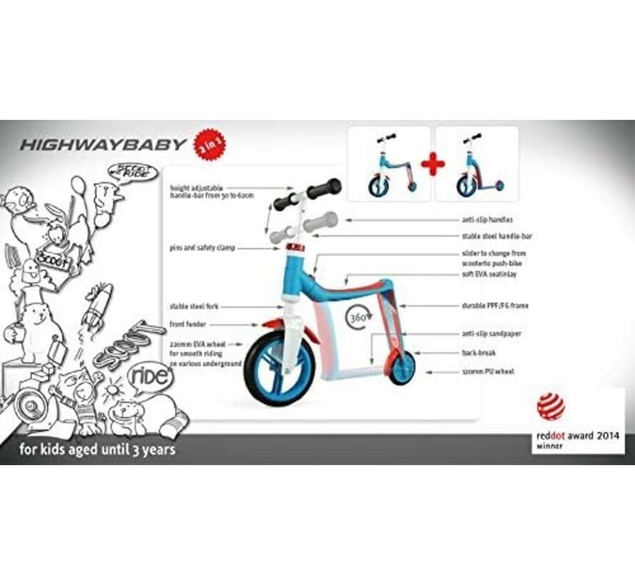 Scoot & Ride Highway Baby Blue/Pomarańczowy