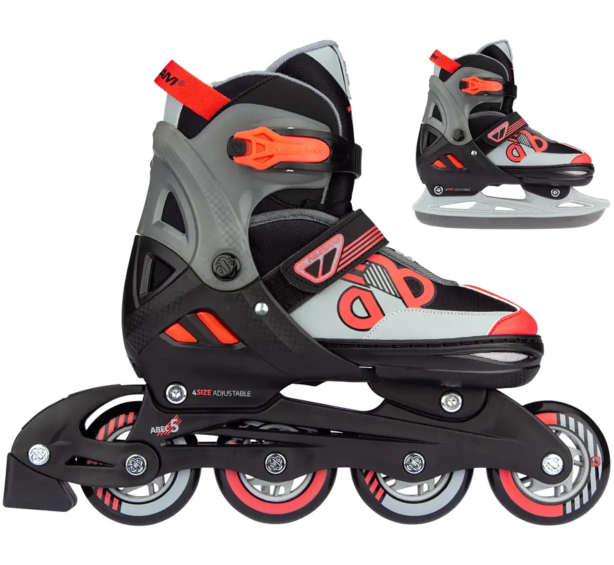 Nijdam - Red Raider - Combo inline / skate - Réglable