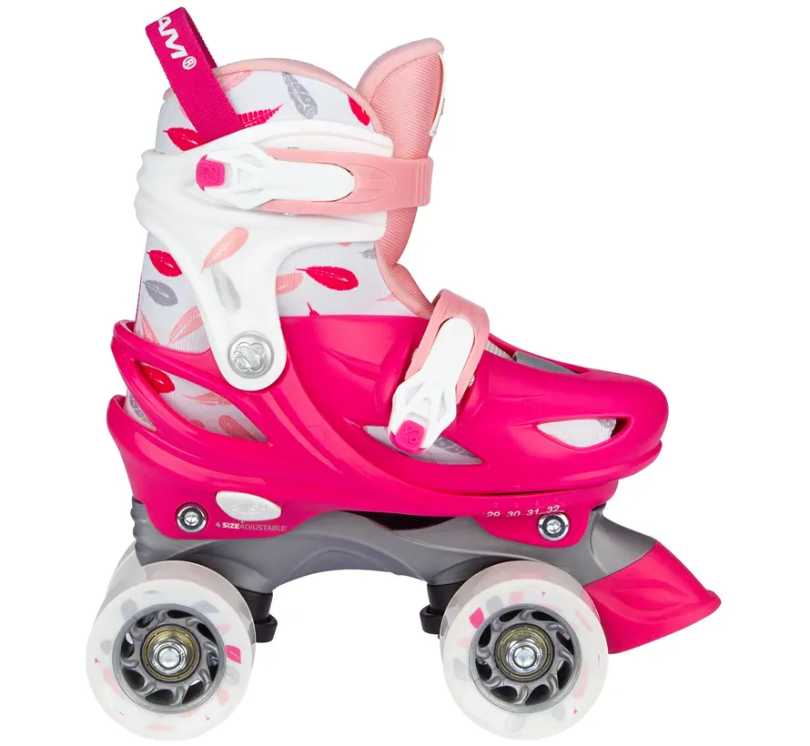 Verstellbare Rollschuhe, Federtropfen, Rosa
