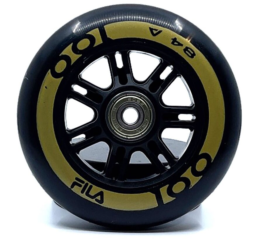 Fila roues de skate noires 100mm 84A pack de 6