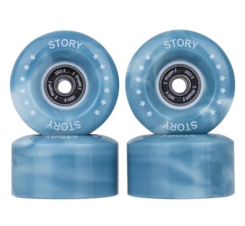 Story Roues de patins à roulettes côte à côte Story Quad bleu mixte 58 mm