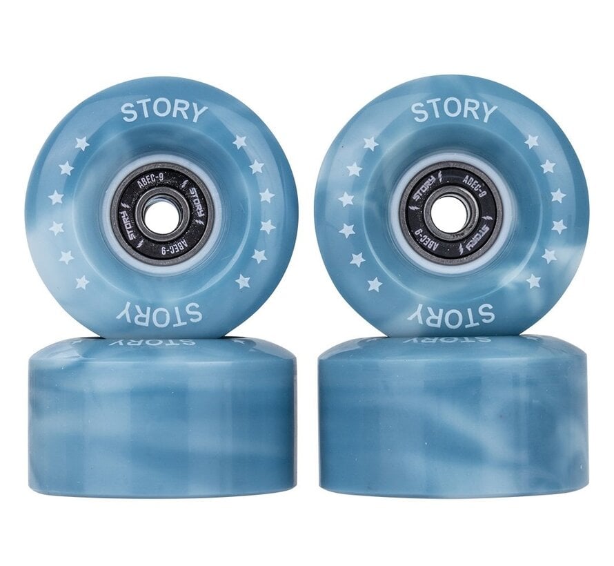 Roues de patins à roulettes côte à côte Story Quad bleu mixte 58 mm