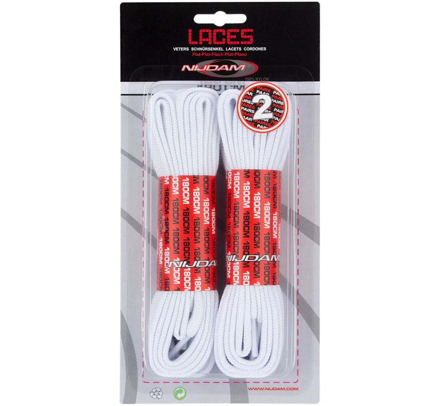 Nijdam White Skate – Rollschuhschnürsenkel 180 cm/220 cm
