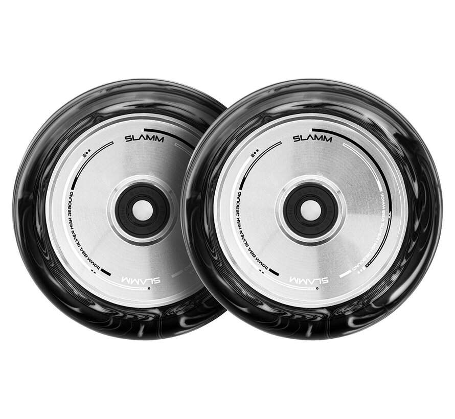 Slamm Swirl Hollow Core 110mm Stunt Scooter Wheel Black White, set of 2 pieces