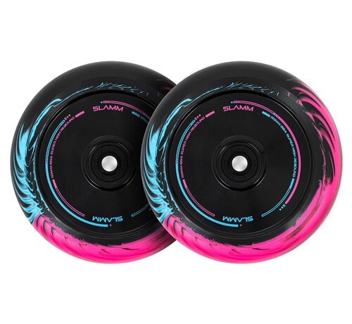 Slamm Scooters Roue de trottinette freestyle Slamm Swirl Hollow Core 110 mm rose bleu lot de 2 pièces