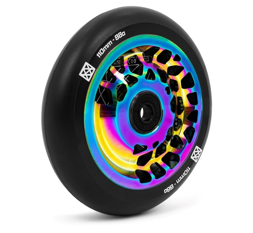 Juego de ruedas para patinete acrobático Slamm Neochrome de 110 mm con núcleo dividido, 2 piezas