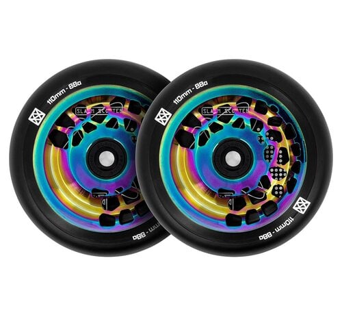 Slamm Scooters Juego de ruedas para patinete acrobático Slamm Neochrome de 110 mm con núcleo dividido, 2 piezas