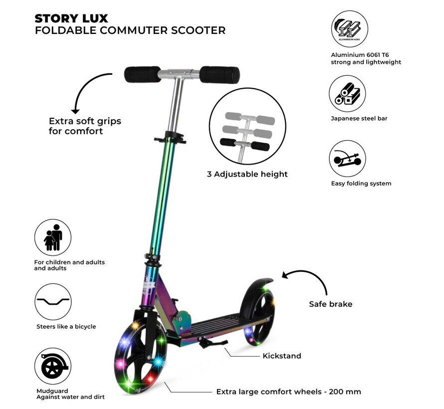 Trottinette de transport Story Lux Rainbow - LED