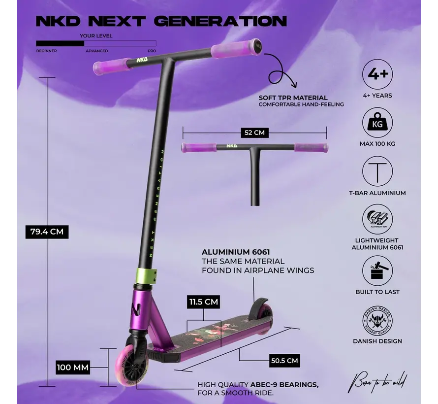 Monopattino acrobatico NKD Next Generation viola - verde