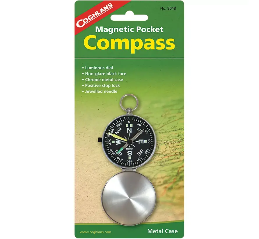 Magnetic pocket compass in chrome housing